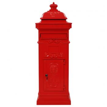 Säulenbriefkasten Aluminium Vintage-Stil Rostfrei Rot