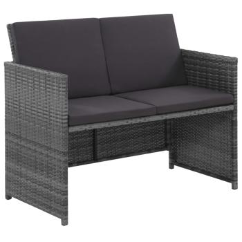ARDEBO.de - 6-tlg. Garten-Essgruppe mit Auflagen Poly Rattan Grau