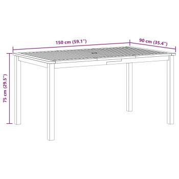 Gartentisch 150x90x74 cm Massivholz Akazie