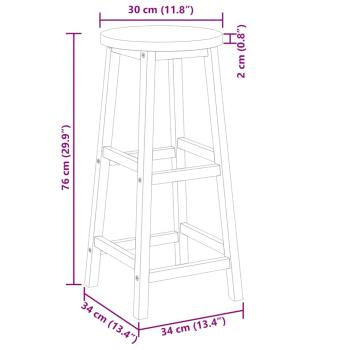 Barhocker 2 Stk. Massivholz Akazie 