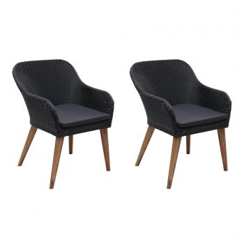 ARDEBO.de - Gartenstühle mit Polstern 2 Stk. Poly Rattan Schwarz 