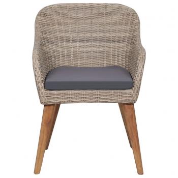 Gartenstühle mit Polstern 2 Stk. Poly Rattan Braun 