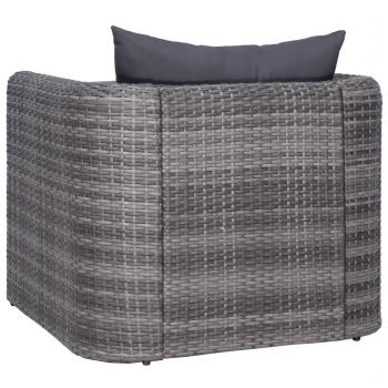 ARDEBO.de - Gartenstuhl mit Polster und Kissen Poly Rattan Grau
