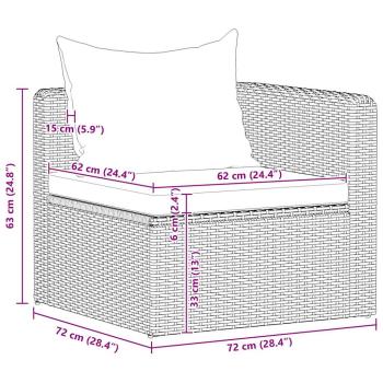 3-tlg. Garten-Sofagarnitur mit Kissen Grau Poly Rattan