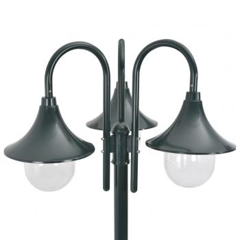 Garten-Pollerleuchte E27 220 cm Aluminium 3-Laterne Dunkelgrün