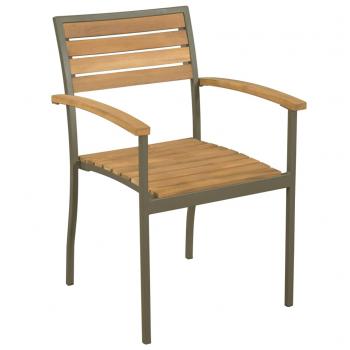 ARDEBO.de - Stapelbare Gartenstühle 2 Stk. Akazie Massivholz und Stahl