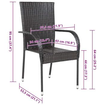 Stapelbare Gartenstühle 2 Stk. Poly Rattan Braun
