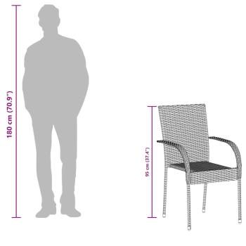 Stapelbare Gartenstühle 2 Stk. Poly Rattan Braun