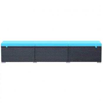 Sonnenliege mit Auflage Poly Rattan Schwarz