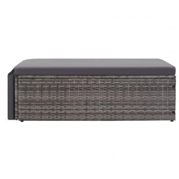 2-tlg. Garten-Lounge-Set mit Auflagen Poly Rattan Grau