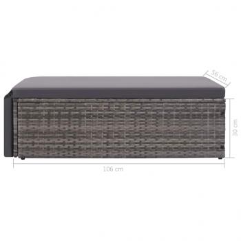 2-tlg. Garten-Lounge-Set mit Auflagen Poly Rattan Grau