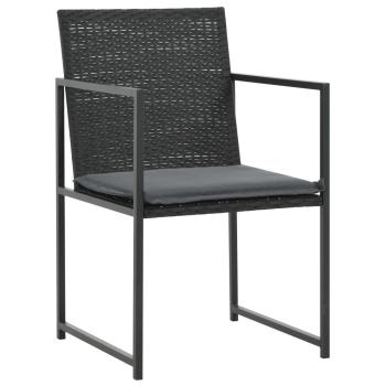 5-tlg. Garten-Essgruppe mit Auflagen Poly Rattan Schwarz