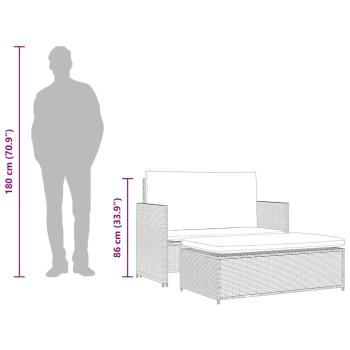 2-tlg. Garten-Lounge-Set mit Auflagen Poly Rattan Grau