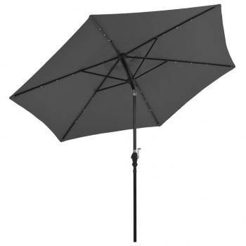 Sonnenschirm mit LED-Leuchten und Stahlmast 300 cm Anthrazit