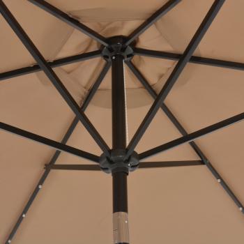 Sonnenschirm mit LED-Leuchten und Stahlmast 300 cm Taupe