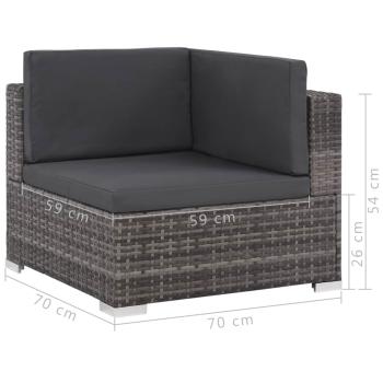 ARDEBO.de - 8-tlg. Garten-Lounge-Set mit Auflagen Poly Rattan Grau