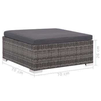8-tlg. Garten-Lounge-Set mit Auflagen Poly Rattan Grau