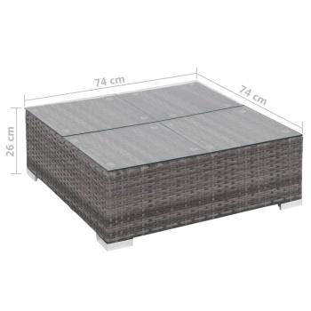 8-tlg. Garten-Lounge-Set mit Auflagen Poly Rattan Grau