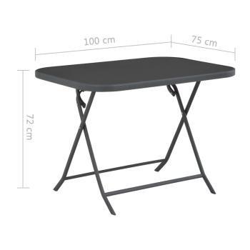 ARDEBO.de - Gartentisch Klappbar Grau 100x75x72 cm Glas und Stahl