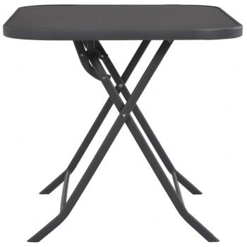 Gartentisch Klappbar Grau 100x75x72 cm Glas und Stahl