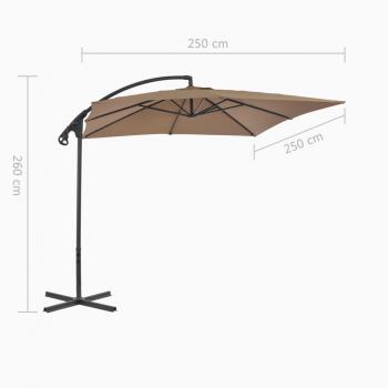 Ampelschirm mit Stahlmast 250 x 250 cm Taupe
