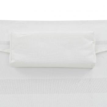 Sonnenliegen 2 Stk. mit Tisch Poly Rattan und Textilene Schwarz