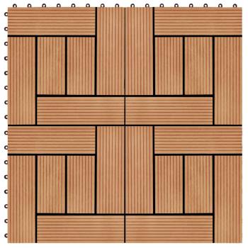 ARDEBO.de - Terrassenfliesen 11 Stück WPC 30 x 30 cm 1 qm Teakholzfarbe