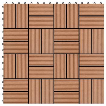 ARDEBO.de - Terrassenfliesen 11 Stück WPC 30 x 30 cm 1 qm Braun