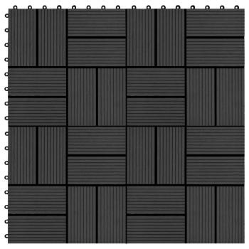ARDEBO.de - Terrassenfliesen 11 Stück WPC 30 x 30 cm 1 qm Schwarz