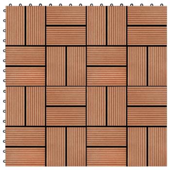 ARDEBO.de - Terrassenfliesen 11 Stück WPC 30 x 30 cm 1 qm Teakholzfarbe
