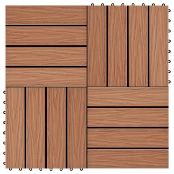 ARDEBO.de - Terrassenfliesen 11Stk. Tief Geprägt WPC 30x30cm 1 qm Hellbraun