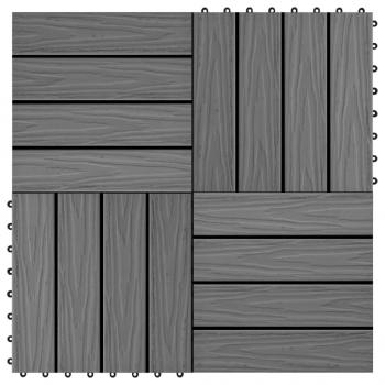 ARDEBO.de - Terrassenfliesen 11 Stk. Tief Geprägt WPC 30x30cm 1 qm Grau