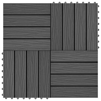 ARDEBO.de - Terrassenfliesen 11 Stk. Tief Geprägt WPC 30x30cm 1 qm Schwarz