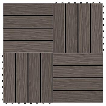 ARDEBO.de - Terrassenfliesen 11Stk Tief Geprägt WPC 30x30cm 1qm Dunkelbraun