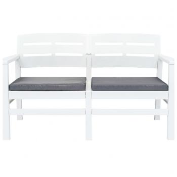 ARDEBO.de - 2-Sitzer-Gartenbank mit Kissen Weiß 133 cm Kunststoff
