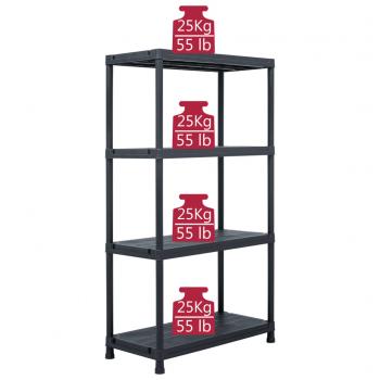 Lagerregal Schwarz 100 kg 60 x 30 x 138 cm Kunststoff
