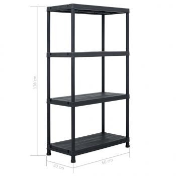 Lagerregal Schwarz 100 kg 60 x 30 x 138 cm Kunststoff