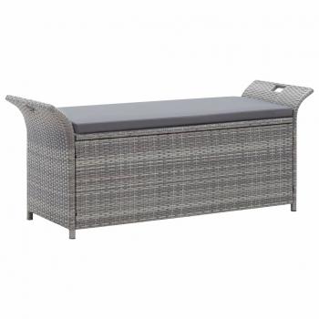 ARDEBO.de -   Sitzbank mit Stauraum und Kissen Grau 138 cm Poly Rattan