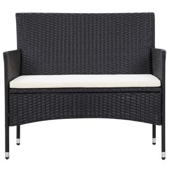 5-tlg. Garten-Lounge-Set mit Auflagen Poly Rattan Schwarz