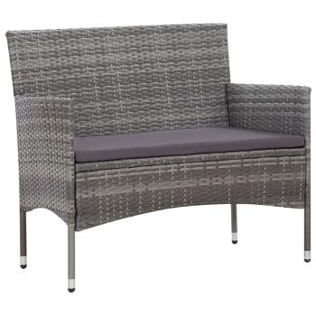5-tlg. Garten-Lounge-Set mit Auflagen Poly Rattan Grau