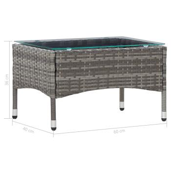Couchtisch Grau 60x40x36 cm Poly Rattan