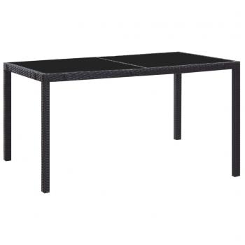 7-tlg. Garten-Essgruppe Poly Rattan Schwarz 