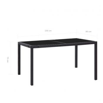 7-tlg. Garten-Essgruppe Poly Rattan Schwarz 
