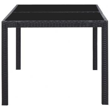 7-tlg. Garten-Essgruppe Poly Rattan Schwarz 