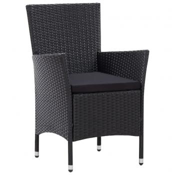 7-tlg. Garten-Essgruppe Poly Rattan Schwarz 