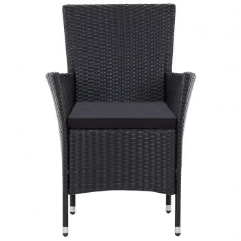 7-tlg. Garten-Essgruppe Poly Rattan Schwarz 