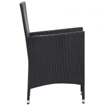 7-tlg. Garten-Essgruppe Poly Rattan Schwarz 