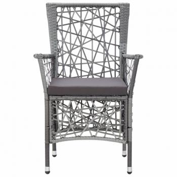 7-tlg. Garten-Essgruppe Poly Rattan Grau