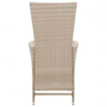 7-tlg. Garten-Essgruppe mit Auflagen Poly Rattan Beige