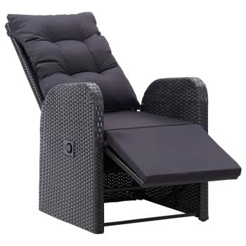 3-tlg. Bistro-Set mit Auflagen Poly Rattan Schwarz